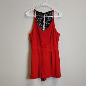 Atmosphere Red Lace-Back Romper